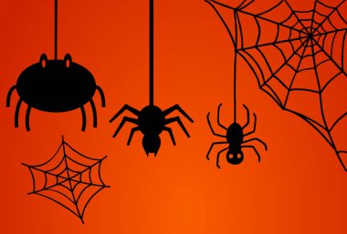 Cadılar bayramında süpürgeler örümcekler ağlar cadılar yarasalar balkabakları zombi eller kara örümcekler mumlar hayaletler ruhları maskeler