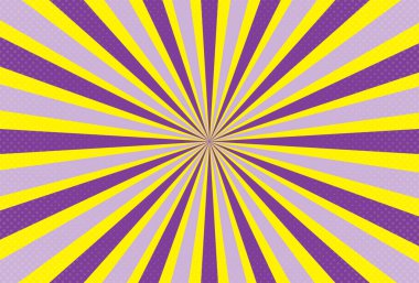 Pop Art çizgi film kapak ışığı koyu mor ve sarı komik retro çizgi film desenleri yarım ton vektör illüstrasyon çizgi film arka planı çizgi film süper kahraman metni için alternatif kullanım 