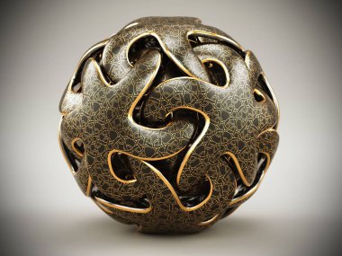 Geometrik şekilli ve çağdaş tasarımı olan gelecekçi 3D bilgisayar destekli heykel.