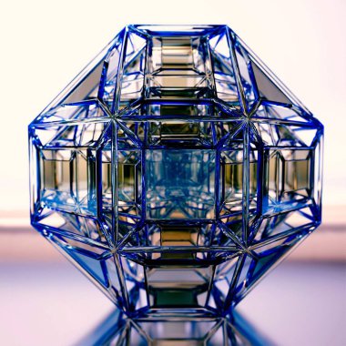 Geometrik şekilli ve çağdaş tasarımı olan gelecekçi 3D bilgisayar destekli heykel.