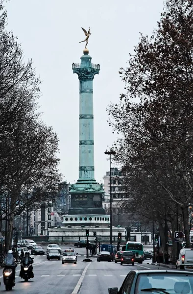 Capture Historic Colonne Juillet Place Bastille Symbolizing Freedom Commemorating French — Stock Photo, Image