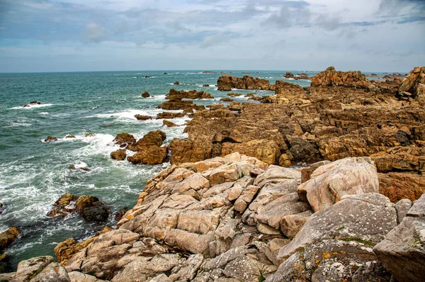 Majestuoso Paisaje Marino Gouffre Enfer Plougrescant Bretaña Francia Robusta Costa —  Fotos de Stock