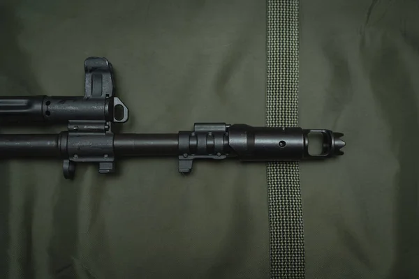 Modern Assault Rifle Ak12 Muzzle Brake Close — Stock Photo, Image