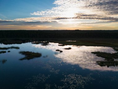Nature of Estonia. Sunrise at Lake Seli in autumn. High quality photo