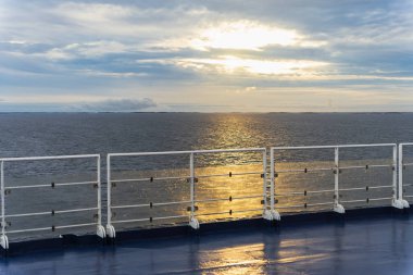 Sea sunset in the Baltic Sea, view from a cruise ship. High quality photo