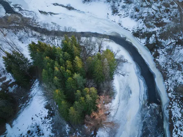 Natuur Van Estland Winter Foto Van Een Drone Een Rivier — Stockfoto