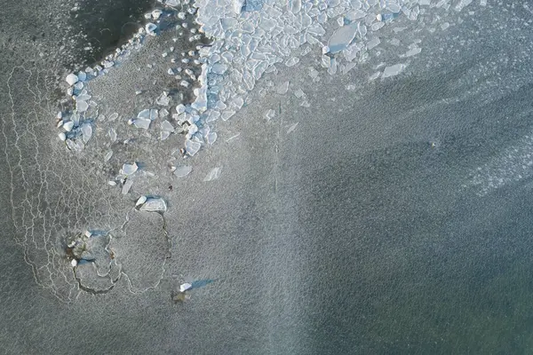 Frozen Baltic Sea Coast Estonia Photo Drone Looking High Quality — Stock Photo, Image