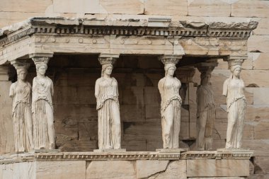 The Caryatids of the Erechtheion, Atina Yunanistan. Akropolis. 