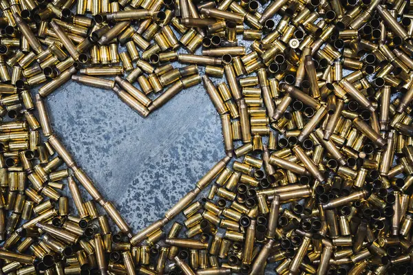 Photo Texture Copy Space Heart Made Cartridge Cases — Stock Photo, Image