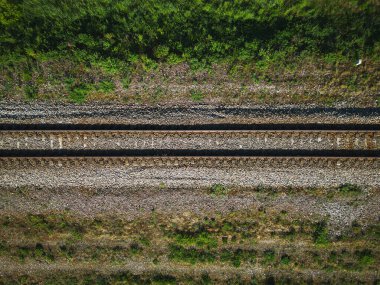 Demiryolu rayları, İHA 'nın fotoğraf görüntüsü.. 