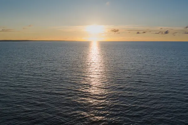 stock image Sunset, sunrise in the Baltic Sea on a summer evening, drone view. 