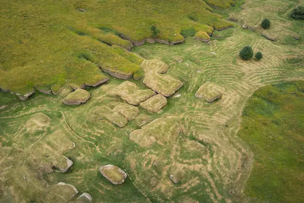 stock image Estonian landscape. Karst zone in a Kostivere in dry summer, above view. 