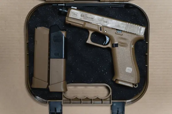 stock image Baltic States July 11, 2024. New Glock 19x pistol in original case. 