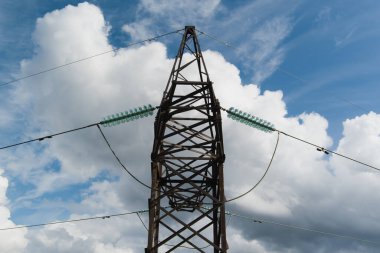 High voltage power line. Photo view from drone.  clipart