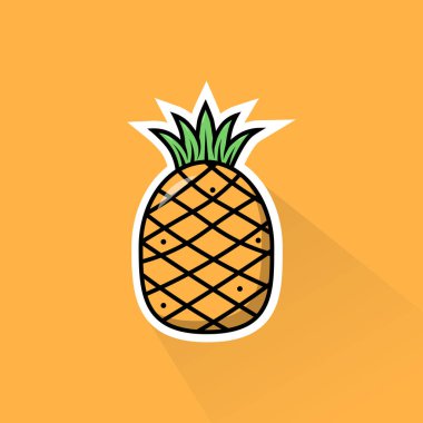 Düz Tasarımda Ananas Çizim Vektörü