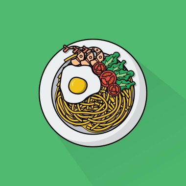 Mie Goreng 'in Düz Tasarım Görüntü Vektörü