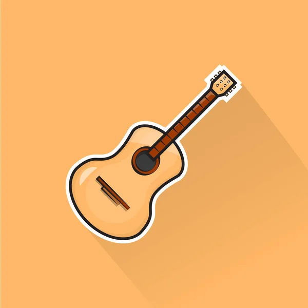 Düz Tasarımda Akustik Gitarın Llüstrasyon Vektörü — Stok Vektör