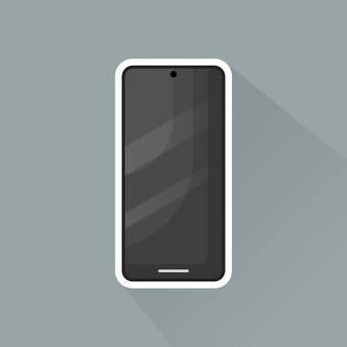 Düz Tasarımda Gri Telefon Cephesi Çizim Vektörü