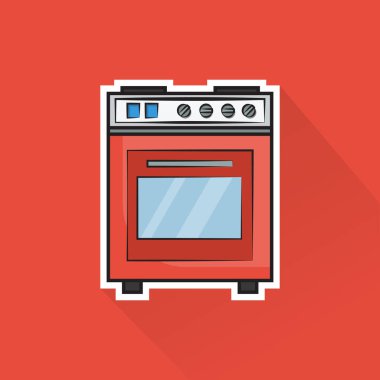 Düz Tasarımda Kırmızı Sobanın Resim Vektörü