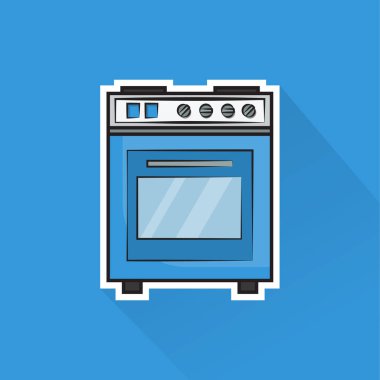 Düz Tasarımda Mavi Sobanın Resim Vektörü