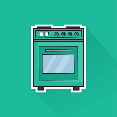 Düz Tasarımda Yeşil Sobanın Çizim Vektörü