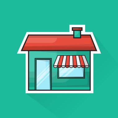 Düz Tasarım Dükkanının İllüstrasyon Vektörü