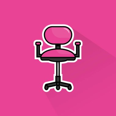 Düz Tasarımda Pembe Ofis Sandalyesinin Çizim Vektörü