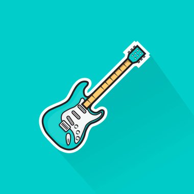 Illustration of Egg Blue Electric Guitar in Flat Design