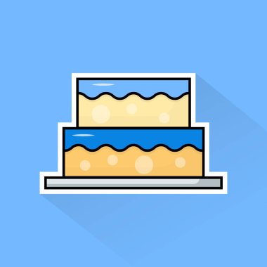 Düz Tasarımda Mavi Kek Çizim Vektörü
