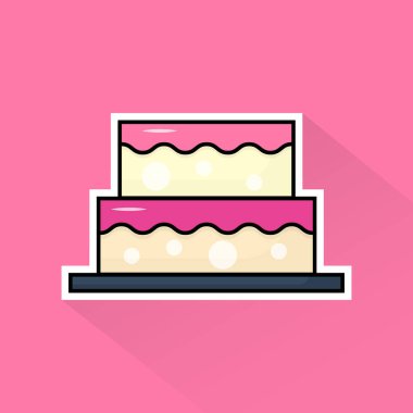 Düz Tasarımda Pembe Kekin Çizim Vektörü