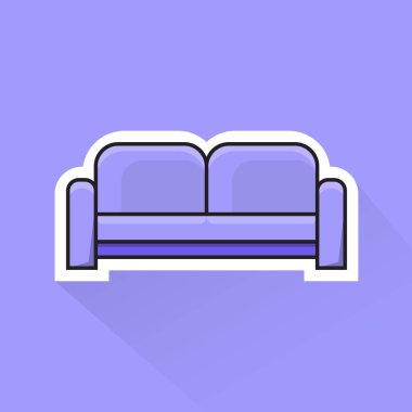 Düz Tasarımda Mor Koltuğun İllüstrasyon Vektörü