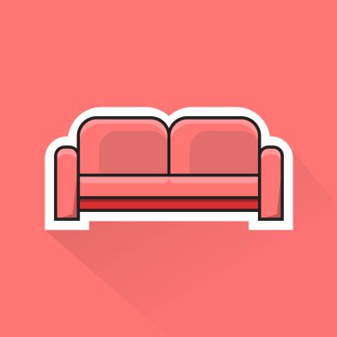 Düz Tasarımda Kırmızı Koltuğun İllüstrasyon Vektörü