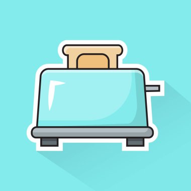 Düz Tasarımda Açık Mavi Tost Makinesinin Çizim Vektörü