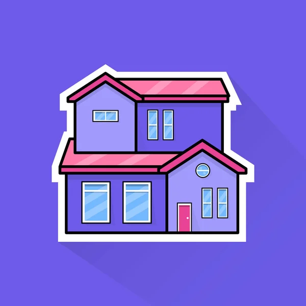平面设计中紫色市郊二号住宅的图解向量 — 图库矢量图片