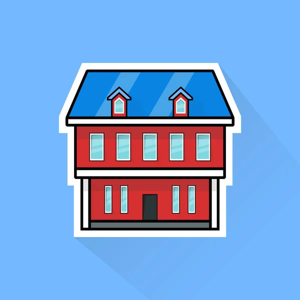 Illustration Vector Red Suburban House Flat Design — Stock Vector