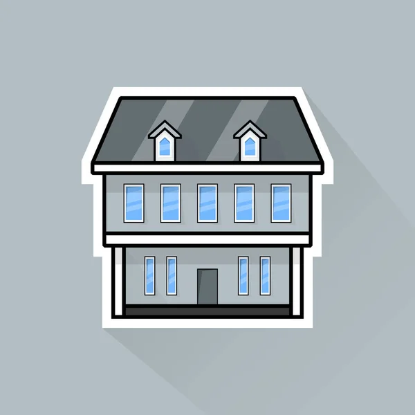 Illustrazione Vettore Gray Suburban House Flat Design — Vettoriale Stock