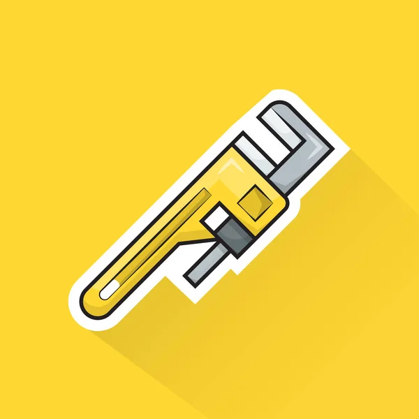 Düz Tasarımda Sarı Boru Anahtarı Çizim Vektörü — Stok Vektör