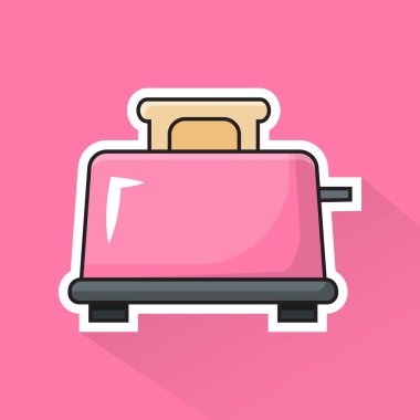 Düz Tasarımda Pembe Tost Makinesinin Çizim Vektörü