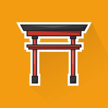 Düz Tasarımda Torii Kapısı Görünümü