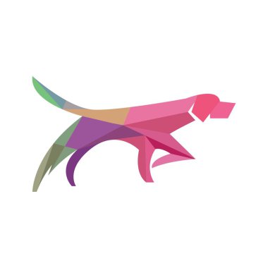 minimalist dijital köpek logosu renkli vektör