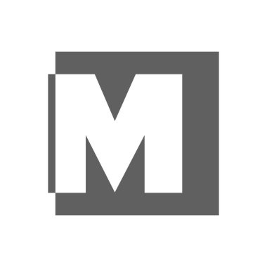 alfabe M en küçük kare logo tasarımı