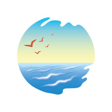 Deniz dalgası gökyüzü manzaralı plaj logosu taşıyıcısı