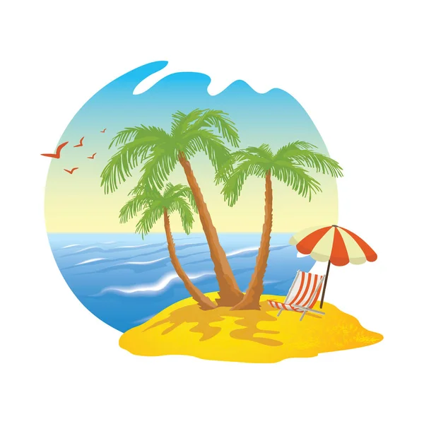 Beach Palm Trees Illustration — Stockvektor