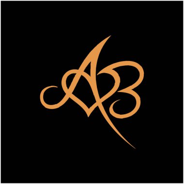 Bir aşk B betiği yazı tipi logosu tasarımı