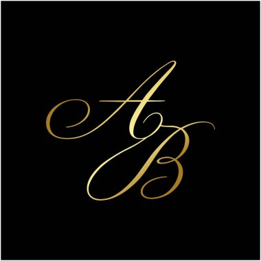 betik AB el yazısı baş harfleri logosu