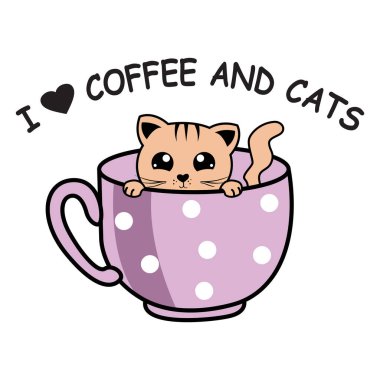 Kahve ve kediler logo tasarımını severler.