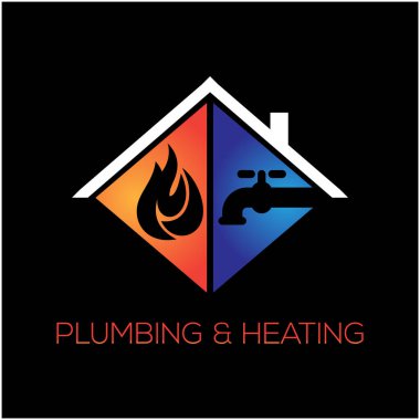 plumbing and heating logo design icon clipart