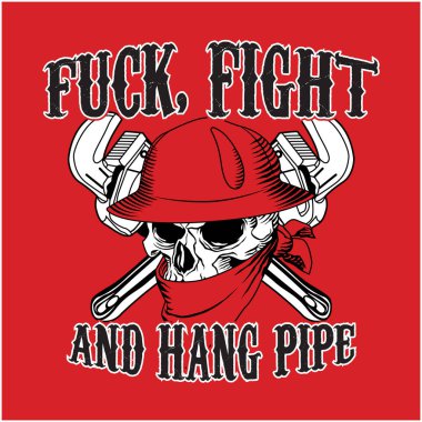 İngiliz anahtarlı bir kafatası ve üzerinde kafatası resmi olan kırmızı bir arka plan..