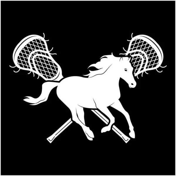 stock vector horse running lacrosse logo design