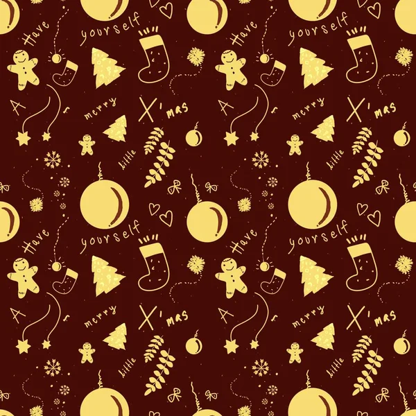Christmas Element Vector Art Seamless Pattern — Stock Photo, Image